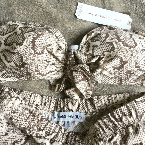 ALMOST FAMOUS Snakeskin 2 Piece set dress Sz M - Picture 2 of 7